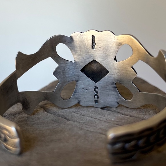 Vintage Navajo Sterling Silver Turquoise Bracelet Cuff Martha Cayatineto #1 - Picture 7 of 16